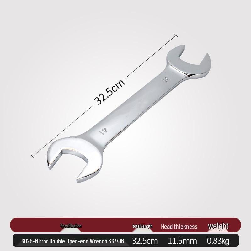 Double-Headed Open-End Wrench Set: Sizes 6-7, 8-10, 12-14, 14-17, 19-22.