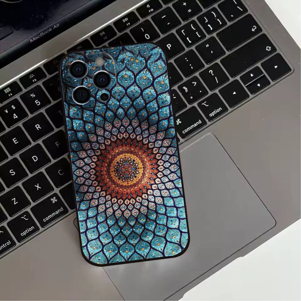 Art Tile Moroccan pattern  Phone Case For iPhone 17,16,15,14,13,12,11 Plus,Pro Max,XS,Soft Silicone Black Cover