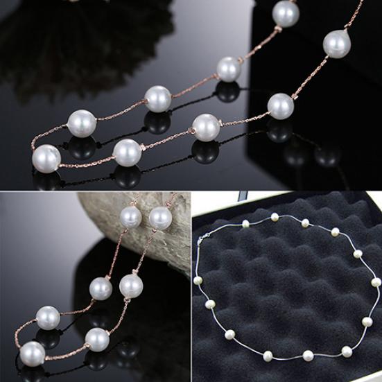Women's Sweet Romantic Faux Pearl Choker Pendant Chain Short Necklace Jewelry