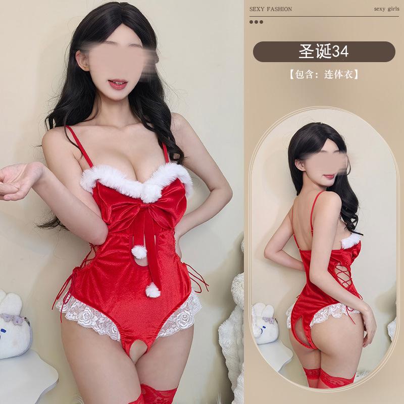 Fun underwear Christmas uniform set Small breasts show big sexy new one-piece battle robe Autumn and winter temptation