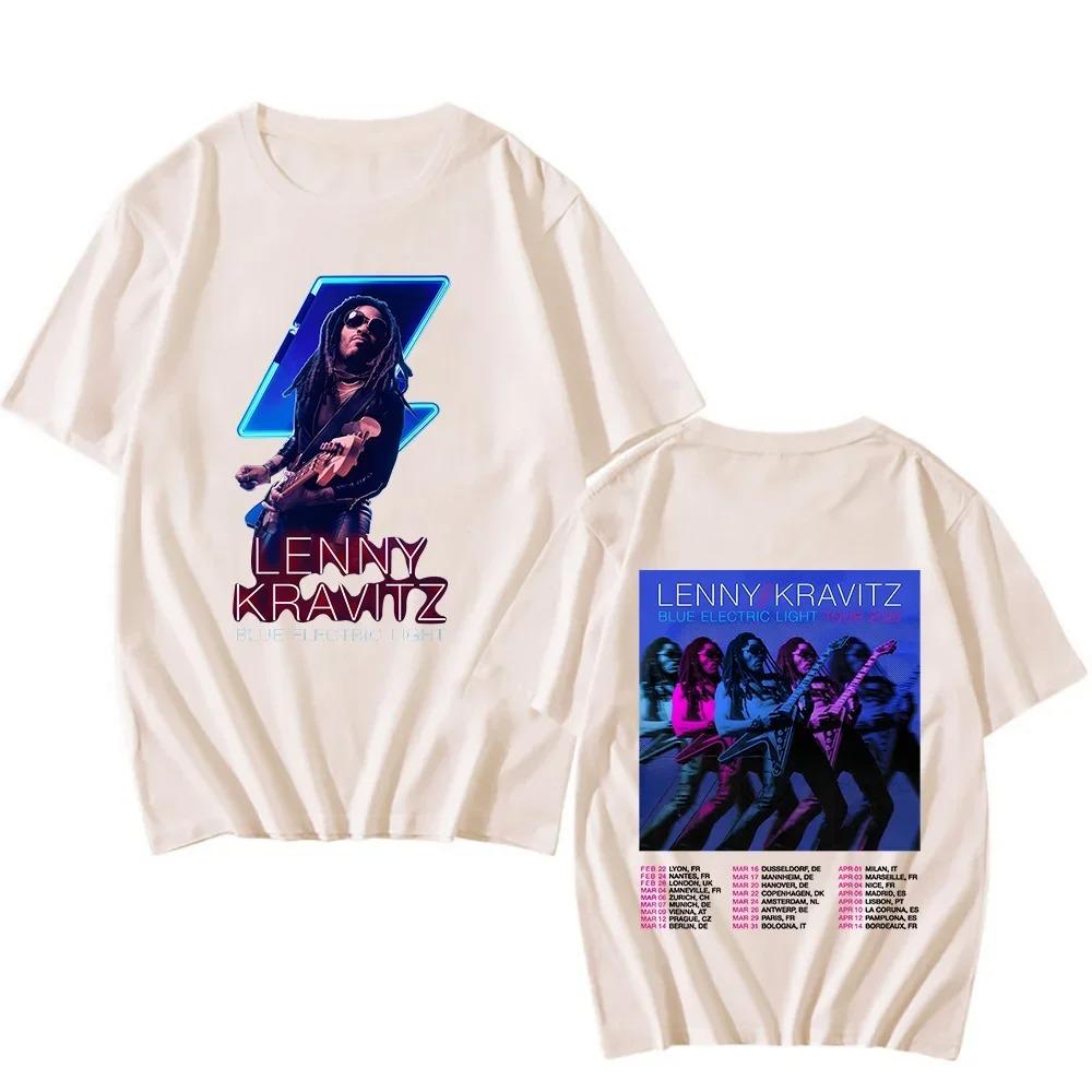 2026 Lenny Kravitz Blue Electric Light Tour Tshirts Fan Gifts Classic Cotton Tops Women Men New Pattern T-shirts Crewneck Casual Tees