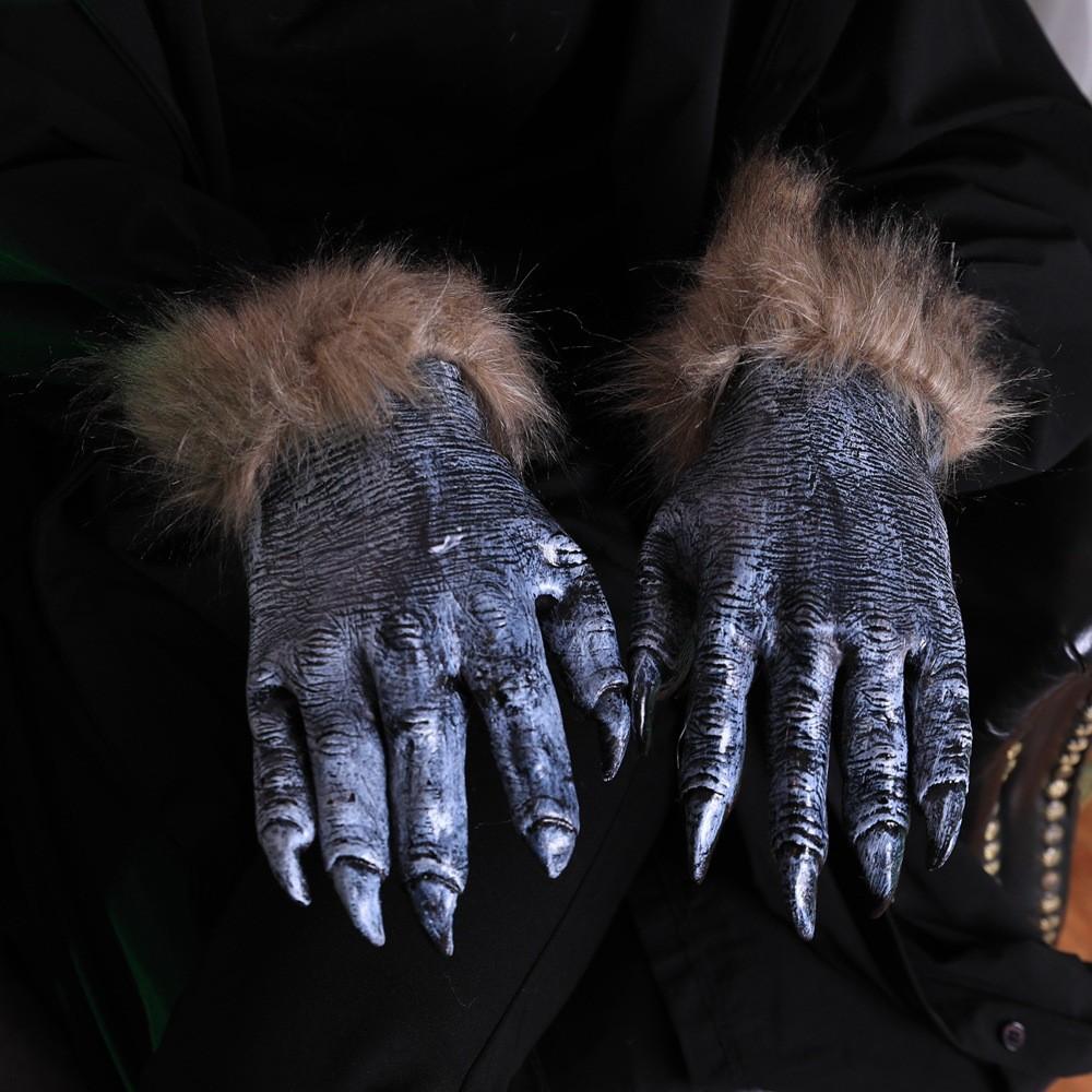 Halloween Werewolf Gloves Ghost Festival Terror Wolf Claw Set Beast Gloves Black Wolf Terror Women's White Ghost Gloves