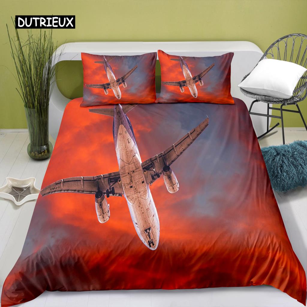 3D Airplane Printed Bedding Set Kids Adult 2/3pcs Duvet Cover with Pillowcase Comforter Bedding Quilt Cover Luxury Bedding Set