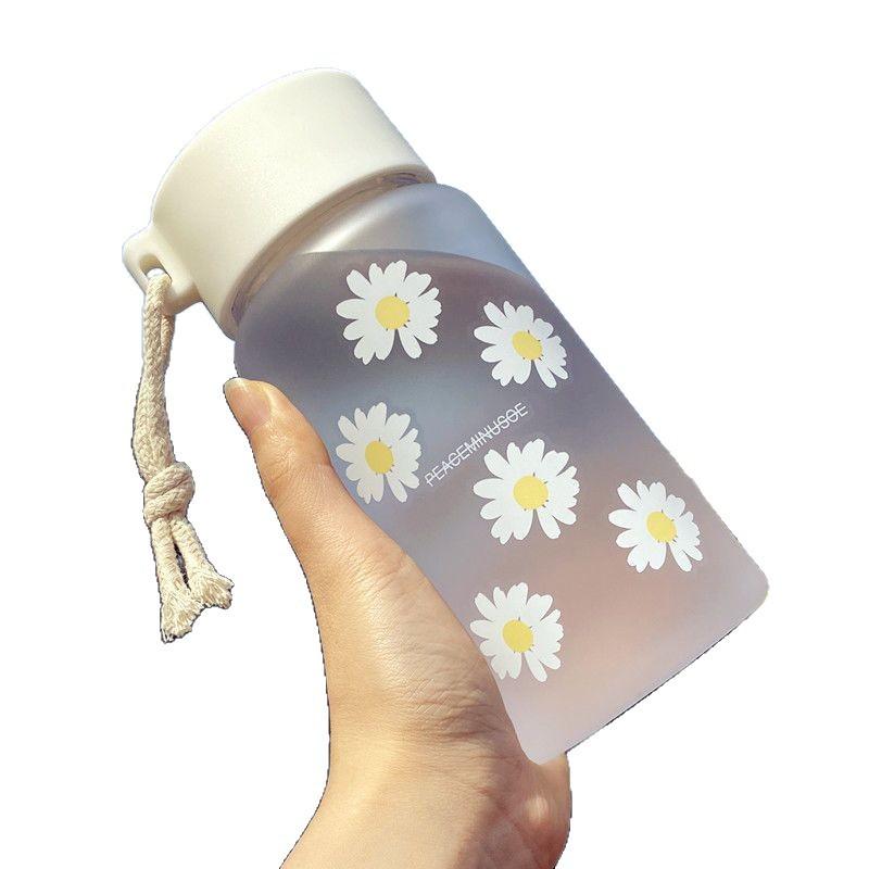 Water bottle summer plastic straw cup male and female students easy cup frosted flower tea water cup simple kettle large capacity cup