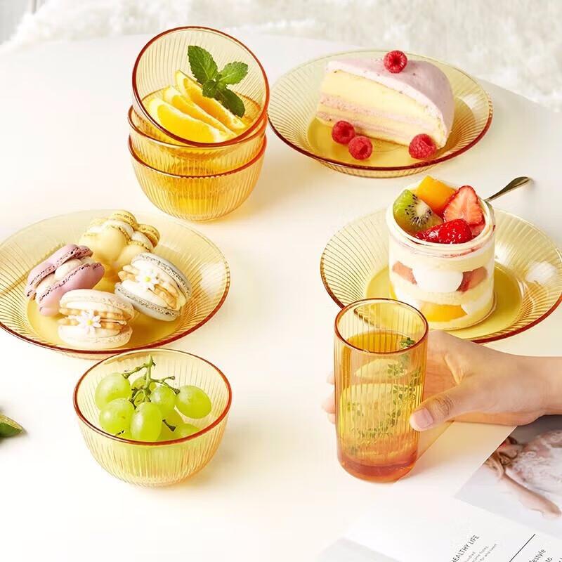 Corning VISIONS Amber Heat-Resistant Glass 10-Piece Dinnerware Set