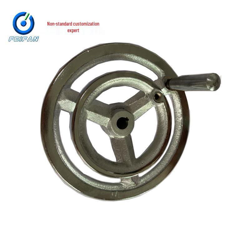 Extraordinary Plated Cast Iron Handwheel 28x320 with Round Rim Crank Handle B/T7273.3-94 12*100