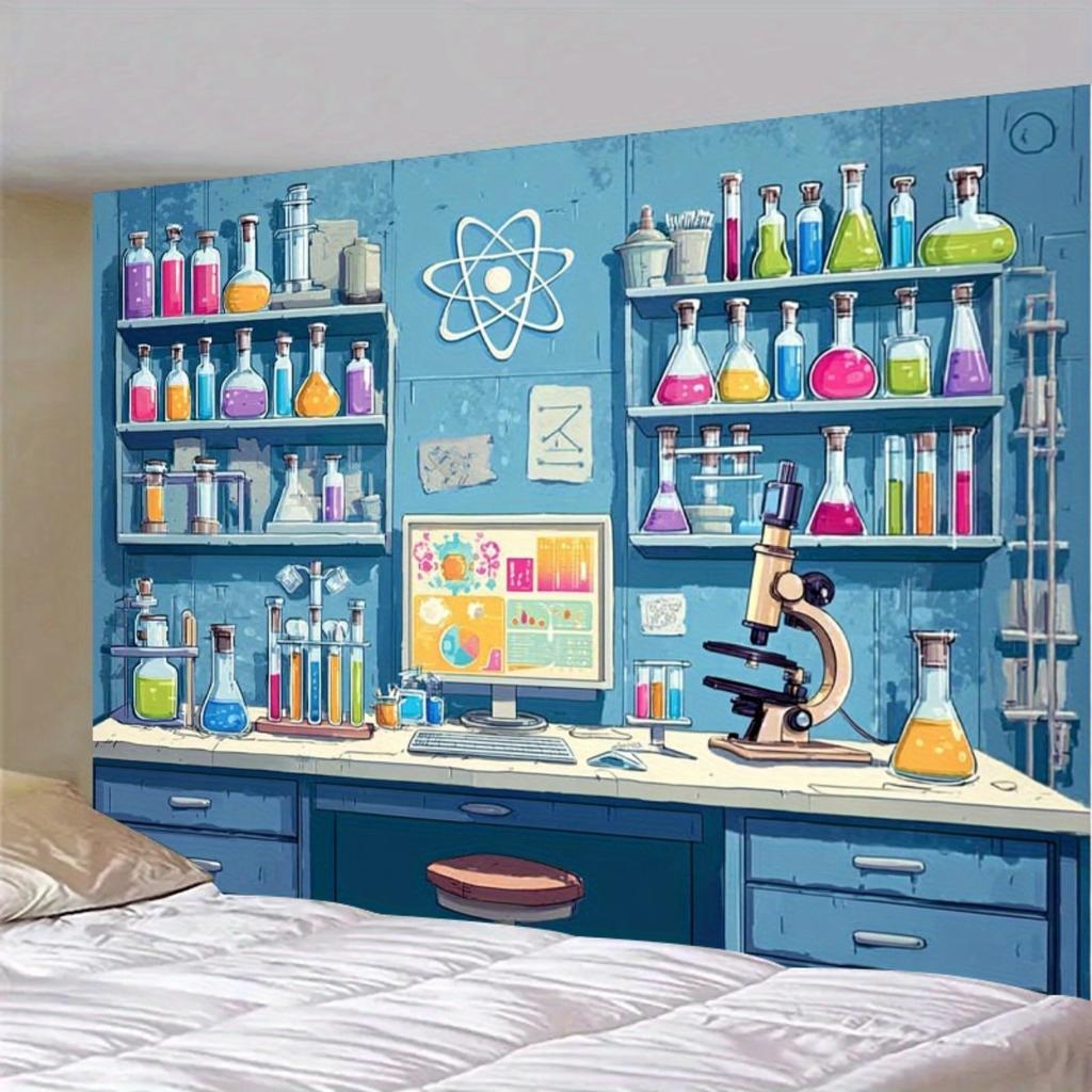 Scientific Laboratory Background Banner - Polyester Fabricfor Birthdays Weddings Schools Indoor and Outdoor Party Decoration