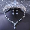 DIEZI Luxury Rhinestone Crystal Tiara Necklace Earrings For Women Wedding Party Elegant Bridal Bride Crown Hair Accessories