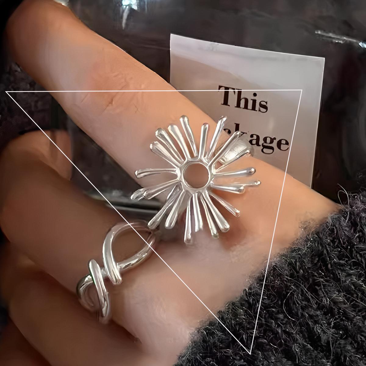 

Мідна Геометрична Квіткова каблучка для Жінок Дівчат Зі Стразами Вирізана Етнічна Елегантність Широка Прикраса Подарунок Дропшипінг