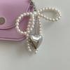 Chic Imitation Pearl Keychain Handmade Bow Shaped Keyring Heart Pendant Keyrings