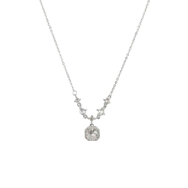 Luxury Square Sugar And Diamond Necklace Elegant Pendant Gift For Girlfriend Valentine's Day Gift For Mother