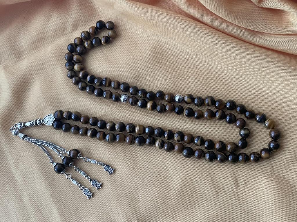 99 Tigerauge-Rosenkranz, Schmuckzubehör, Geschenk, 99 Perlen