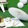 6-Piece Wedding Paper Umbrella Set, Wooden Handle White DIY Chinese Paper Umbrellas for Baby Showers, Parties, and Wedding Photography Props