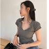 WTEMPO Chic T Shirt Frauen Korea Stil Crop Top Taste Tees Slim Fit Dame Kurzarm T-Shirt Straße Tragen Harajuku Hemd