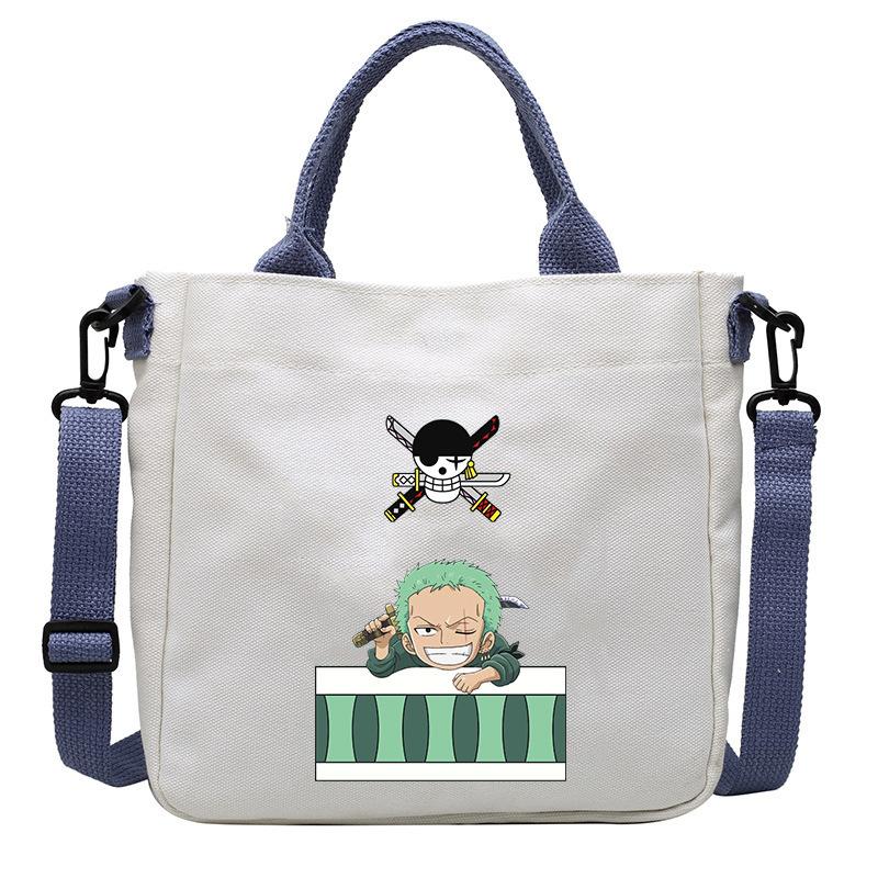 One Piece Canvas Bags Luffy Cartoon Anime Figures Print Shoulder Bag Outdoor Large Capacity Trendy Crossbody Handbag Gifts Poseable Articulated Scale