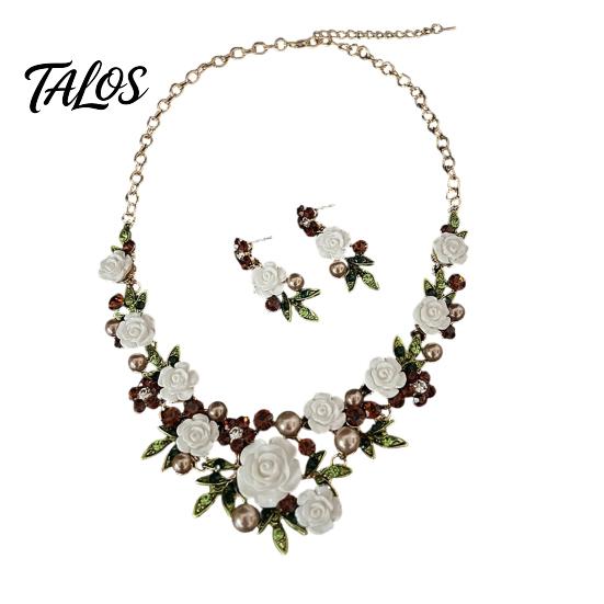 Necklace And Earrings Set 1 Camellia Choker Earrings, Faux Pearl Rhinestone Luxury Jewelry Elegant Flower for Women Daily Wear Party Date High-quality