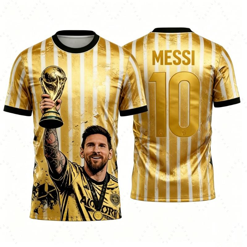 Hengyuan48 Messi Nee. 10 Kampioenschap Voetbalshirt Argentini&euml; Voetbal Fan Cadeaus Sport Mannen T-shirt Kinderkleding T-shirt Vrouw S