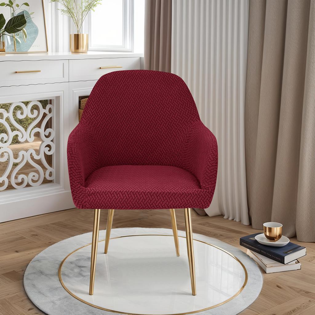 Gestreifter Gitter-Neuer Gebogener Stuhlbezug Hohe Armlehne Elastisch Speziell Geformter Stuhlbezug Hotel Esszimmerstuhlbezug