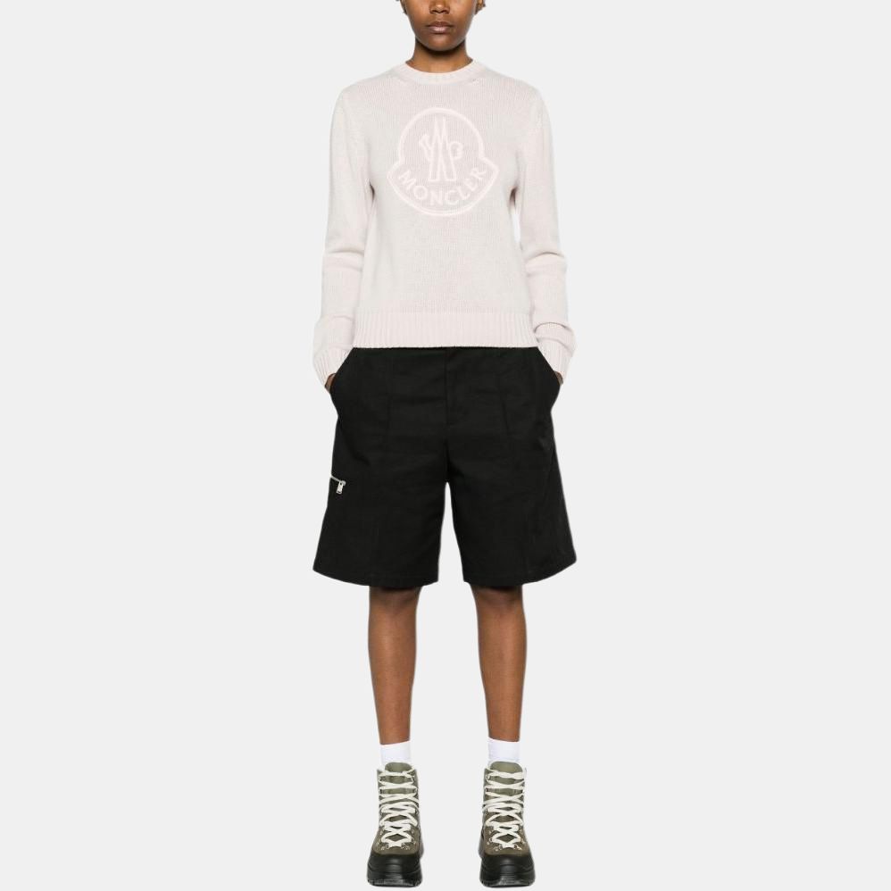 Moncler Embroidered Logo Cashmere And Wool Jumper Women tops Pink J10939C00002M112750B
