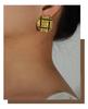 Stylish Gold-Plated Enamel Pyramid Carved Round Stud Earrings