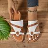 36-43 New large size color matching toe flat bottom slippers women's outer wear rivets light beach sandals
