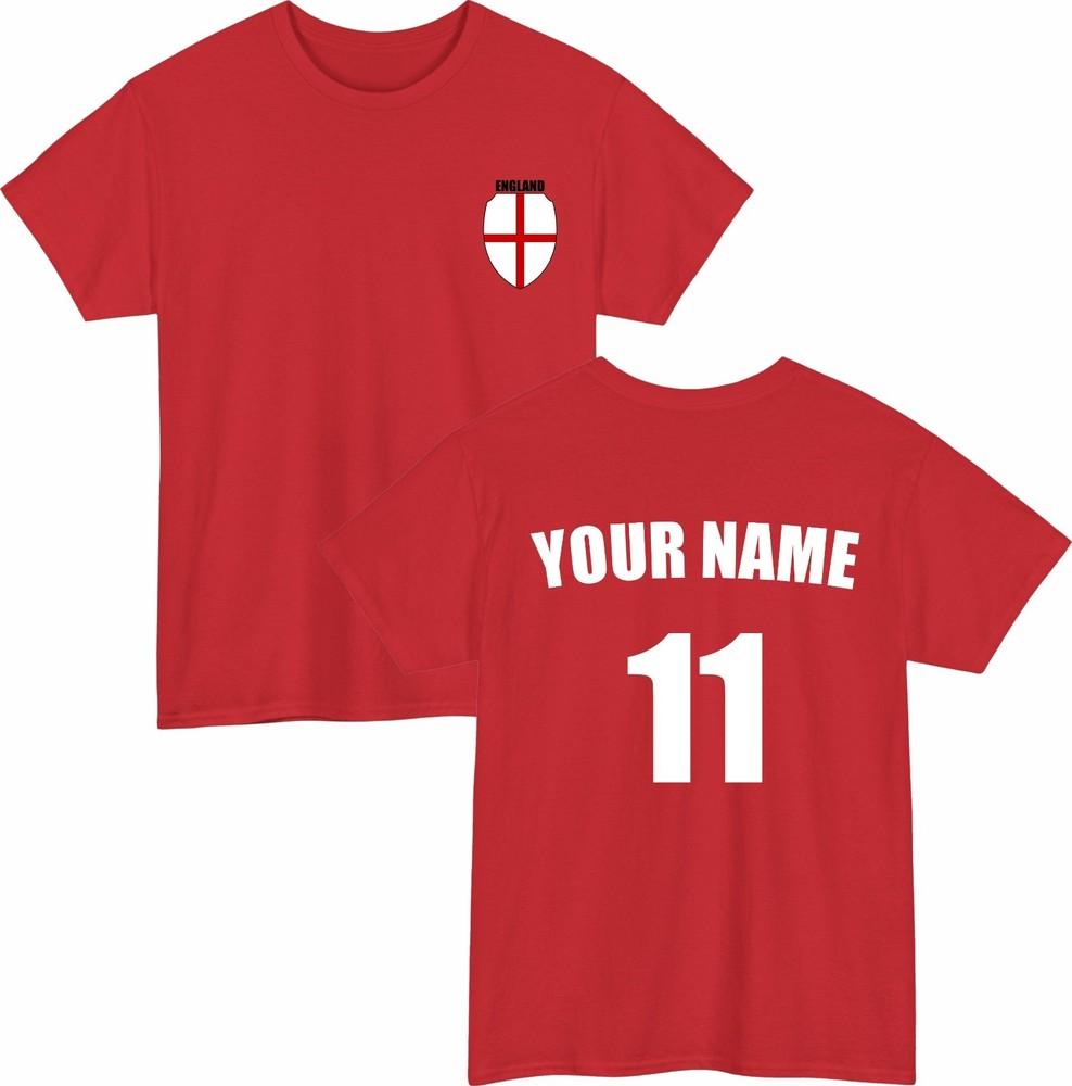 Personalised England Football TShirt Custom Name And Number Sports Lover Top S