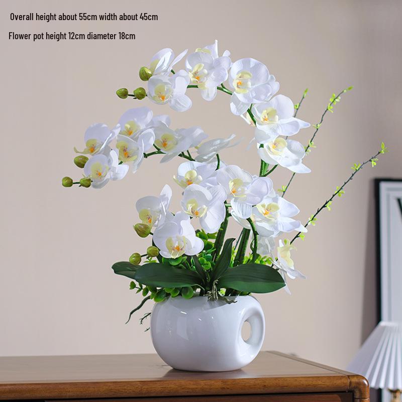 Haptik-PU Phalaenopsis Künstliches Blumengesteck für Wohnzimmer TV-Schrank Deko