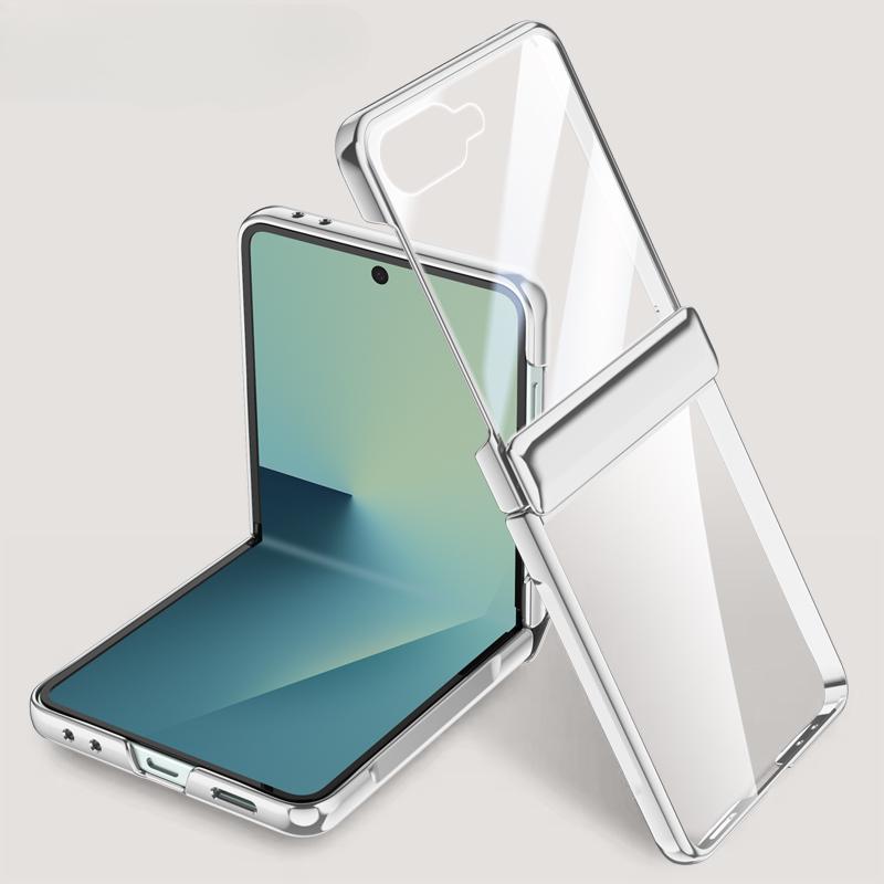 Transparent Acrylic Plating Magnetic Case for Samsung Galaxy Z Flip 7 8 Flip7 Flip8 Hinge Protection Screen Protector Cover