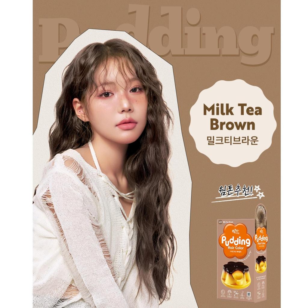 EZN Pudding Haarfarbe 6.01F Milchtee Braun (1 Einheit-140ml), Koreanische Haarprodukte