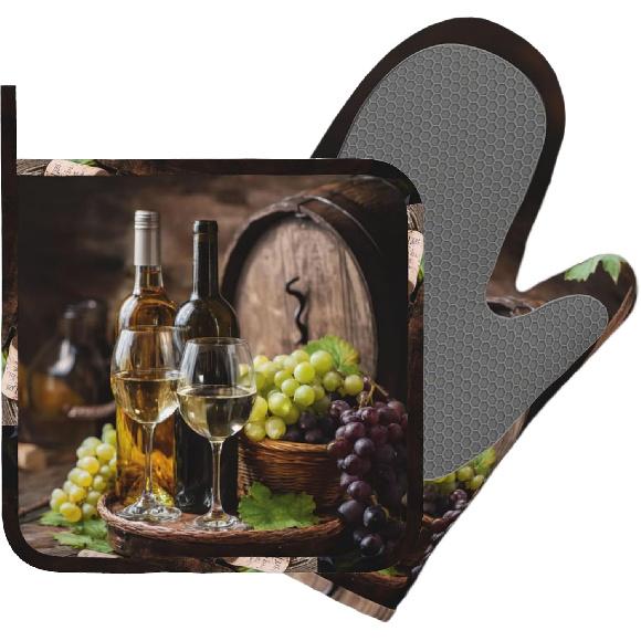 Day of The Dead Oven Mitt and Pot Holder with Silicone Heat Resistant Kitchen for Cooking BBQ Baking Grilling Cooking Protection