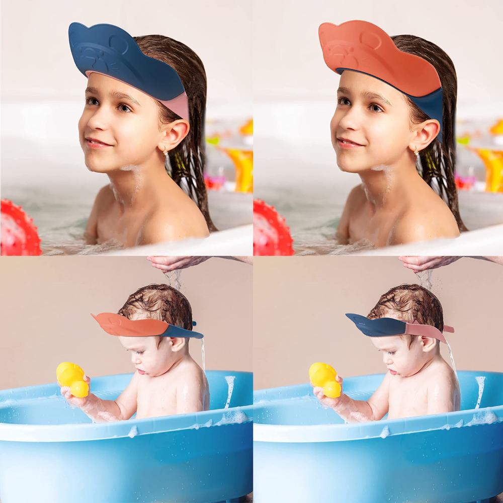 Portable Adjustable Ear Protection Baby Bath Cap Shampoo Shield Silicone Bath Visor Baby Shower Cap