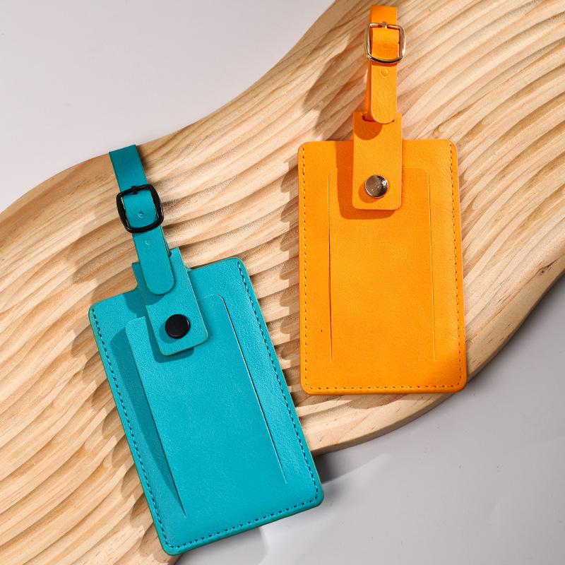 PU Leather Luggage Tag Suitcase Address Label Travel ID Clip Business Boarding Case Accessories