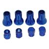 Set 4 Kits TR 41 Chrome Blue Color Snap-In Tire Valve Stems Short Black Rubber