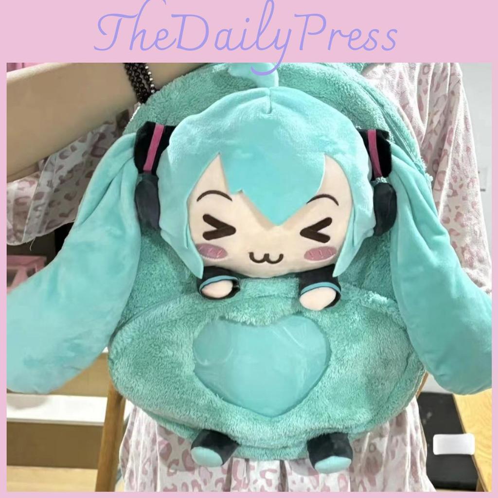 Plush Miku Hatsune Backpack Cartoon Itabag Large Capacity Bag Travel Kids Gift