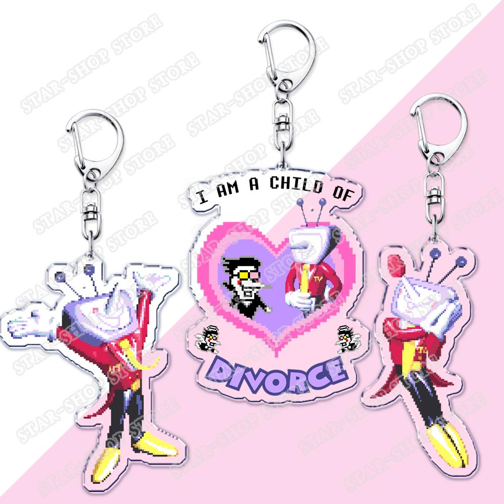 Chic Studio Unisex Trending Game Deltarune Spamton Tenna Baby Meme Keychains For Accessories Bag Key Chain Ring Fans Gifts Gamer Friends Keyrings