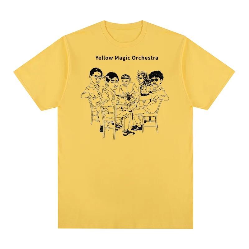 Yellow Magic Orchestra (YMO) Hand-Drawn Line Art Vintage T-Shirt, Unisex Japanese Electronic/City Pop Fan Streetwear Tee, 100% Cotton Casual Short