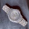 Icediamond Men's 42mm Gold Plated Quartz Watch with Baguette CZ Diamonds, Round Dial, and Zirconia Stones