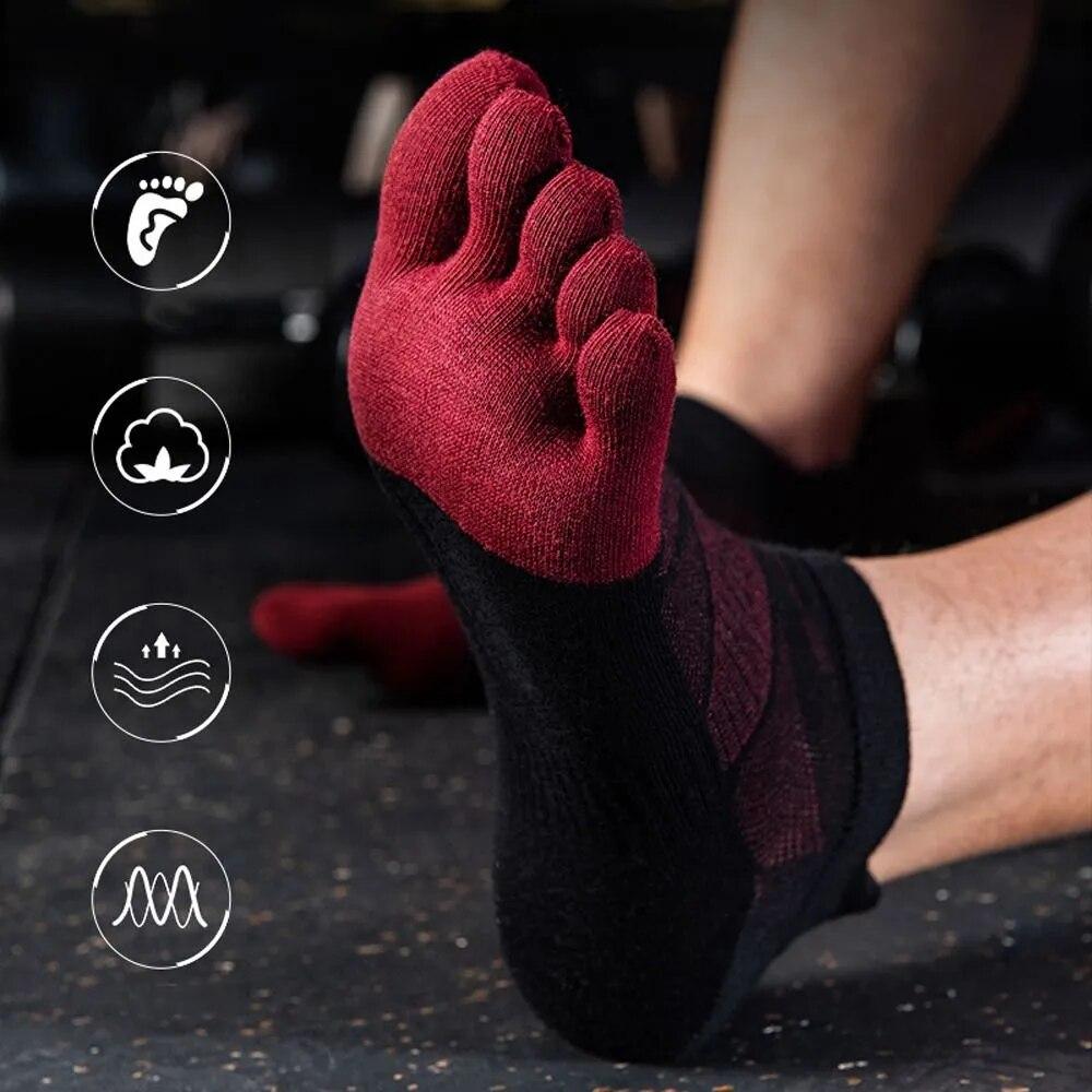Winter Cotton Short Five Toe Socks Five Finger Soccer Socks Breathable Sports Men Football Anti-slip Running Ankle Socks