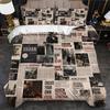 3Pcs Vintage Newspaper Style Duvet Cover Set, Bedding (1 Duvet Cover + 2 Pillowcases), Suitable for All Seasons, Machine Washable