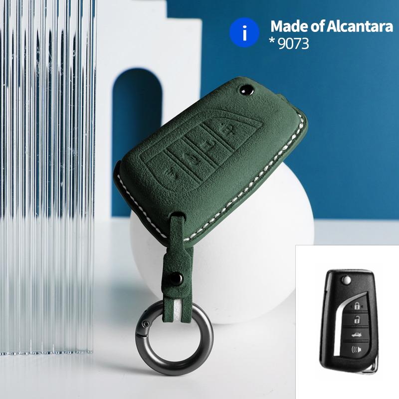 For Toyota Auris Corolla Avensis Verso Yaris Aygo Scion 4 Buttons Car Remote Key Case Cover Shell Suede Alcantara Accessories