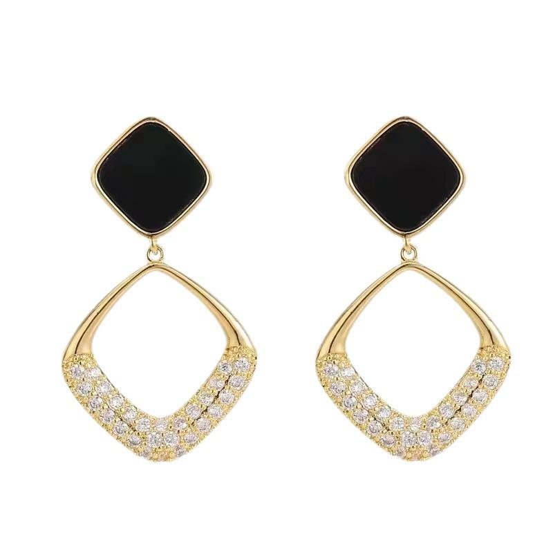 GemChic Women's Earrings Fashionable Ear Stud Needle Embed Zircon Square Exquisite Earrings Birthday Christmas Jewelry Gift