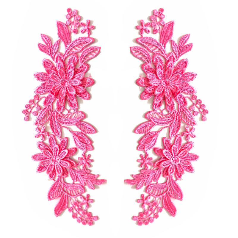 1 Paar Geborduurde Applicaties 3D Bloem Applicatie Voor Kleding Tas Kant Bloem DIY Hol Prachtige Badges Accessoires 23X8cm