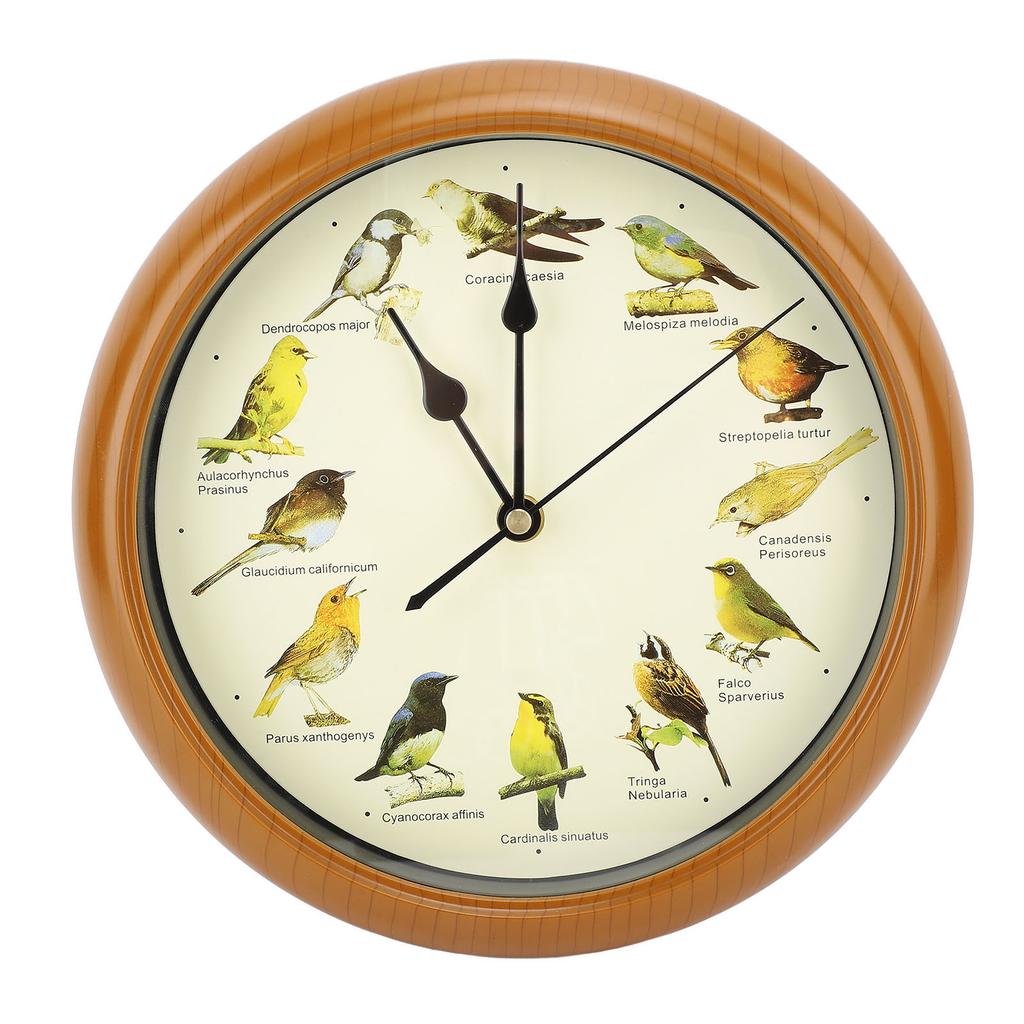 10 Inch Wall Clock Multipurpose Cuckoo Round Silent Punctual Bird Calls Christmas Music Indoor Wall Clocks for Living Room