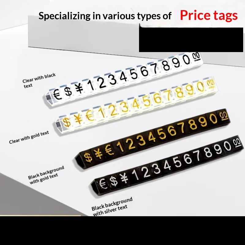 2Pcs Golden Silvery Black Number Letter Adjustable Mini Cube Price Tag Display Stand Tag Label Sets Of Number Labels