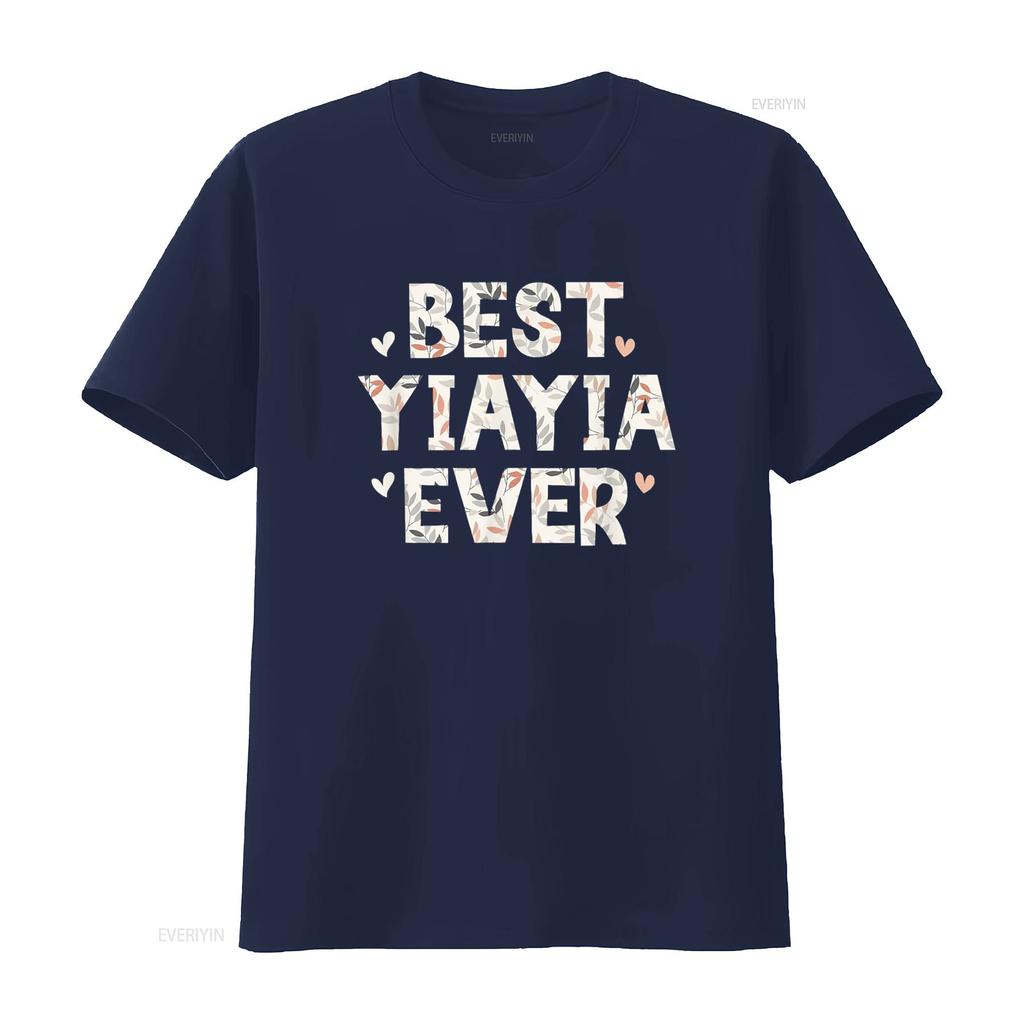 Best YiaYia Ever Floral Family Love Hearts Yia T Shirt Vintage Washed Breathable Stylish Streetwear Stretched Homme Graphic