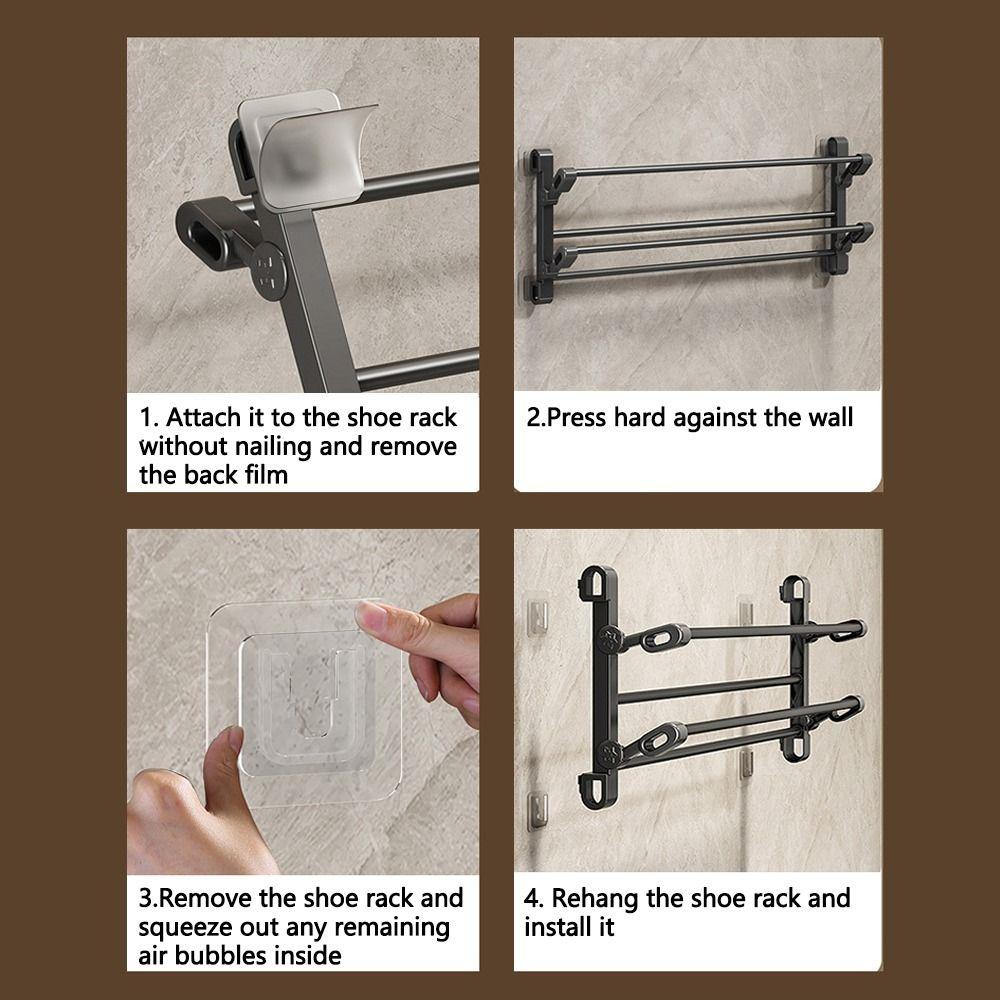Wall Mounted Shoe Storage Shelf Multi Layer Drill Free Home Slippers Rack Easy Installation Space Saving Bathroom Towel Rack