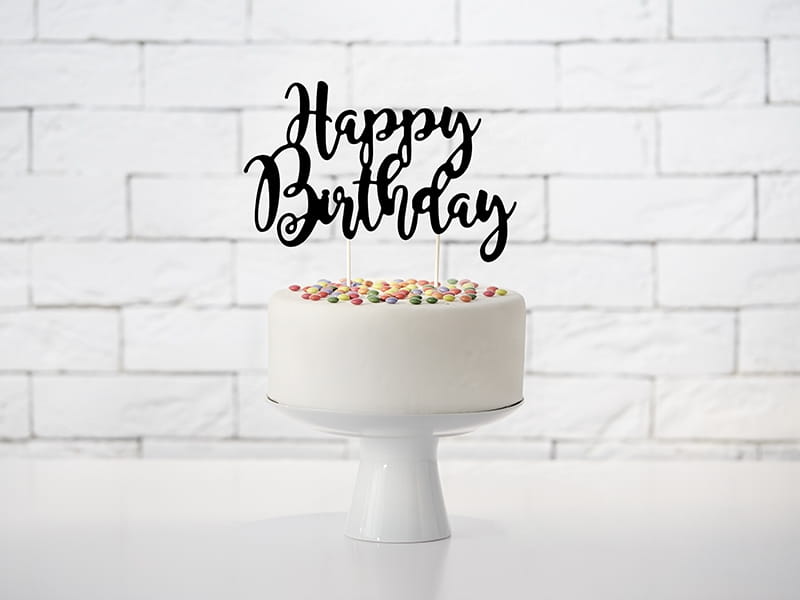 Topper Na Tort Happy Birthday - Czarny