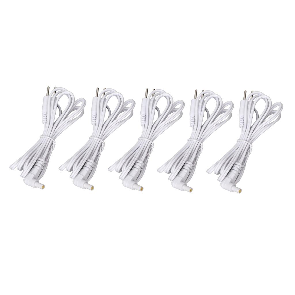 5pcs Replacement Electrode Wires 2.35mm 2 Pin Connector Electrodes Lead Wire for TENS Massager White