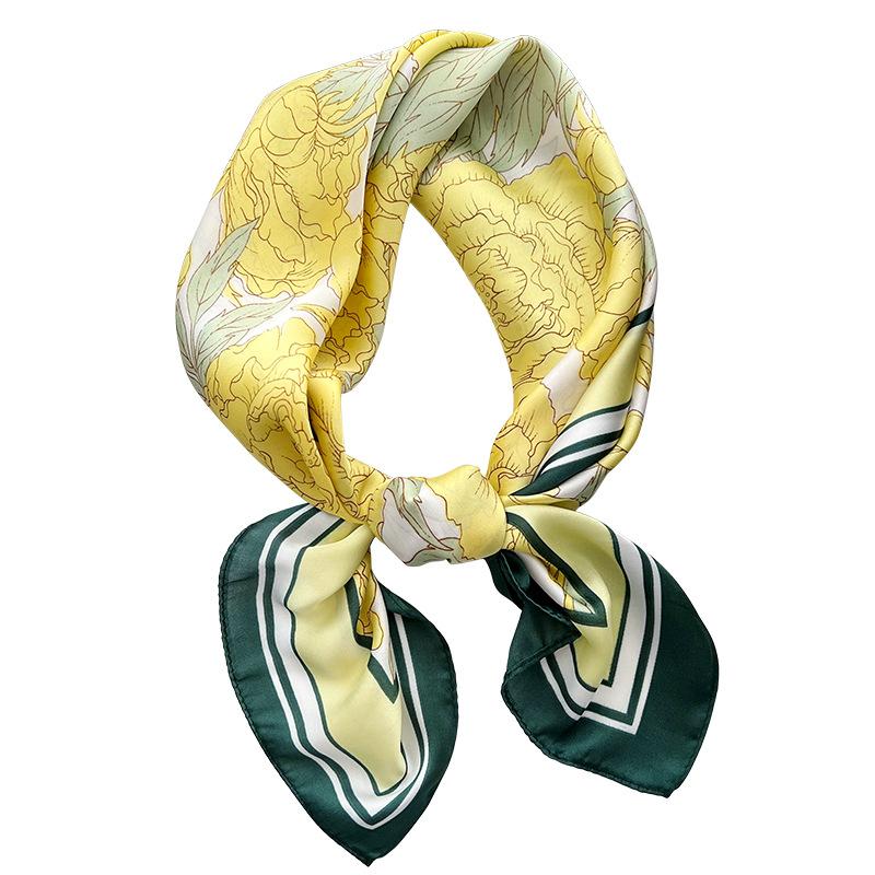 Spring and Summer New Silk Scarf Women's French Retro Small Square Scarf Temperament Flower Autumn Scarf Versatile Decorative Headband Scarf