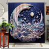 1pc Artistic Night Sky Shower Curtain - Polyester Fabric 70x70 Inches, Machine Washable Bathroom Decor with Hooks, Celestial Mou